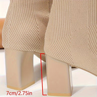 WW | Strickstiefel Mit Halbhohem Schaft Und Blockabsatz