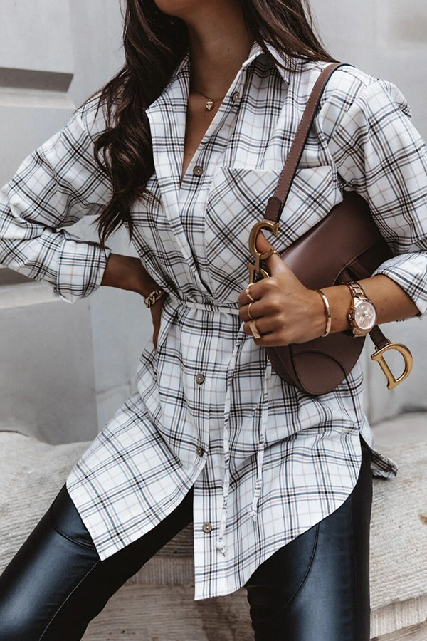 WW | Grab My Hand Karierter Button-Up Gürtel Hemd