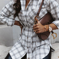 WW | Grab My Hand Karierter Button-Up Gürtel Hemd