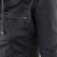 WW | Damen Slim Fit PU-Leder Zip-Up Hoodie