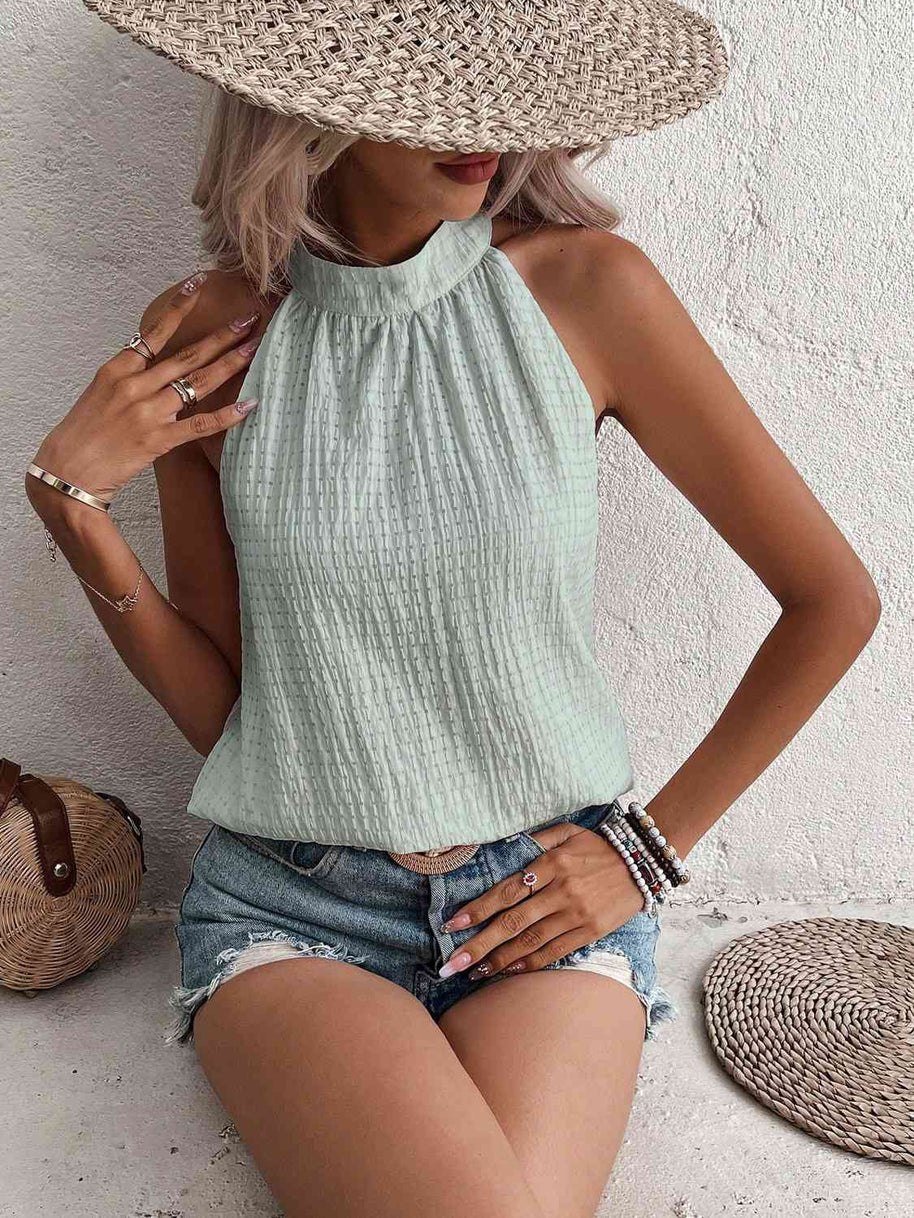 WW | Neckholder-Top mit Punktedetail