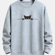 WW | Relax Fit Sweatshirt Mit Schwarzem Katzenprint