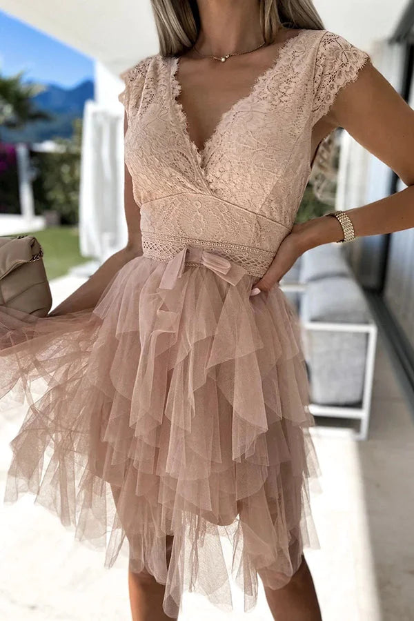 WW | Unendliche Schönheit Spitzen Tüll Midi Kleid