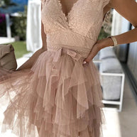WW | Unendliche Schönheit Spitzen Tüll Midi Kleid