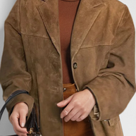 WW - Vintage Kaffee-Jacke Mit Kapuzen-Taschen Und Knöpfen