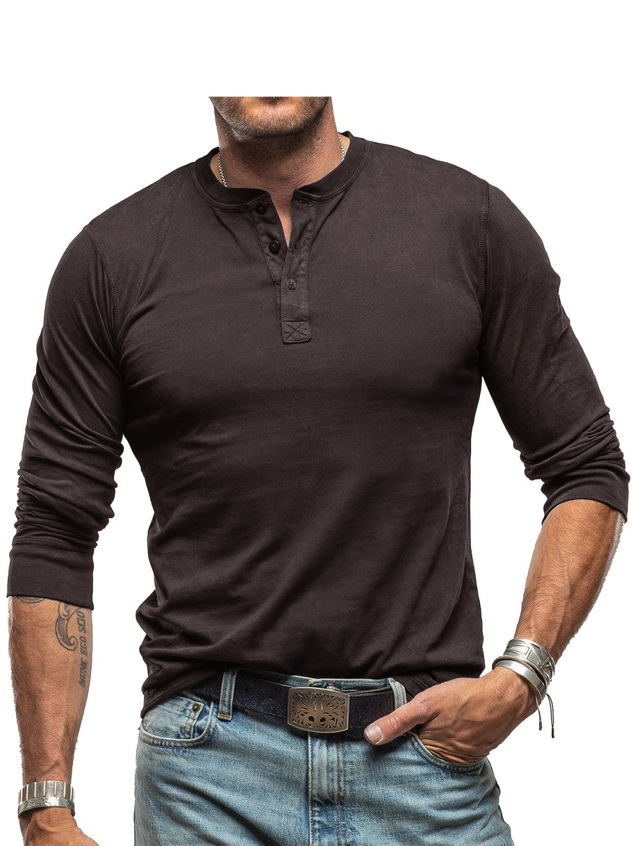 WW | Langarm Henley Hemd im Vintage Stil für Herren