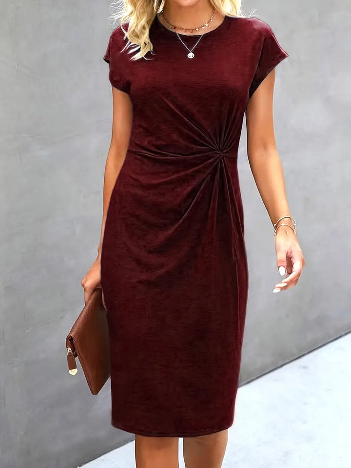 Damen figurbetontes Kleid mit Rundhalsausschnitt