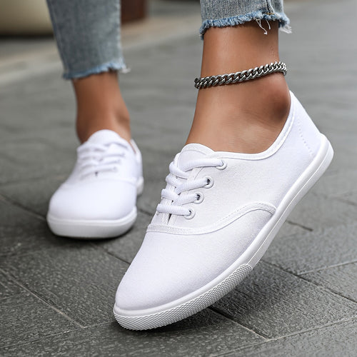 W&W Mode | Bequeme Niedrige Canvas Schnürschuhe
