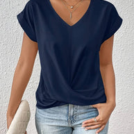 WW | Kurzarm-V-Ausschnitt-Shirt – Leichtes und stilvolles Basic für Damen