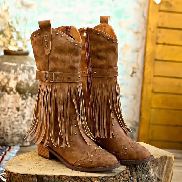 WW | Robuste Cowboy-Stiefel Mit Dicken Absätzen