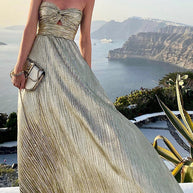 WW | Schulter Shimmer Maxi Kleid Elegant, Leicht & Perfekt Für Abend Glam