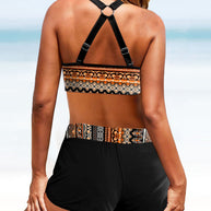 WW | Bikini mit geometrischem Druck für Frauen | Schwarz