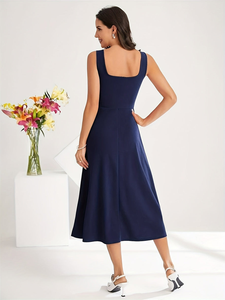 WW | Elegantes Kleid mit Trägern Dunkelblau Farbe