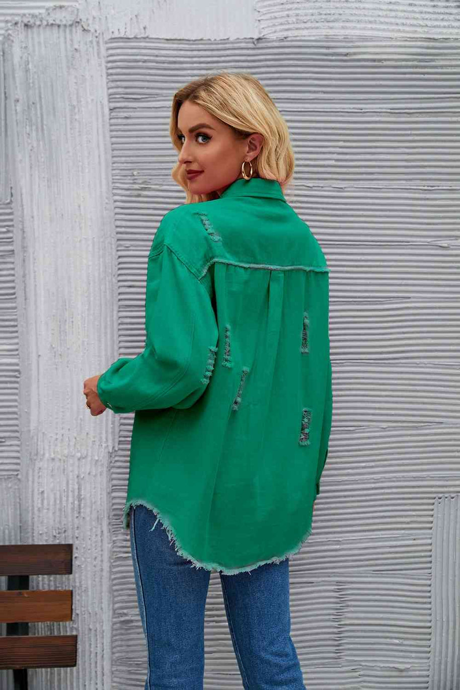 WW | Zerrissene Rohsaum-Denimjacke