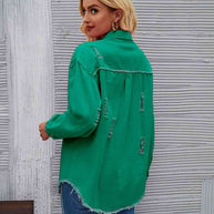 WW | Zerrissene Rohsaum-Denimjacke