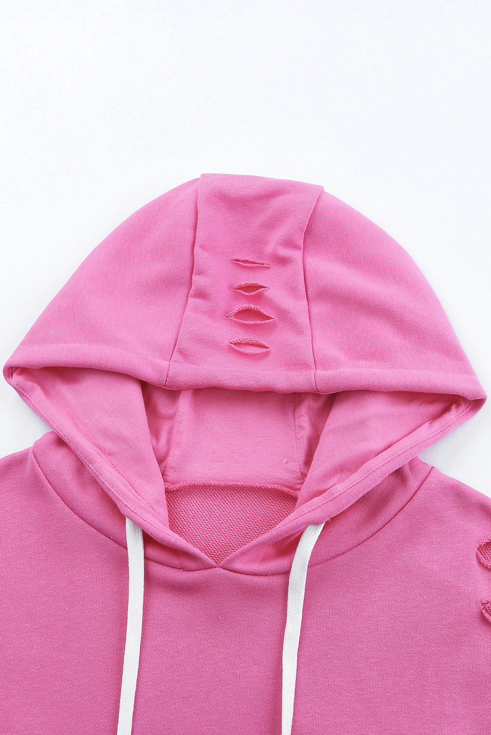 WW | Zerrissene Kapuzenpullover mit Langen Ärmeln und Kordelzug