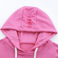 WW | Zerrissene Kapuzenpullover mit Langen Ärmeln und Kordelzug