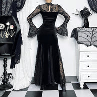 WW | Elegantes, durchsichtiges, schmal geschnittenes Kleid aus dunkler Spitze