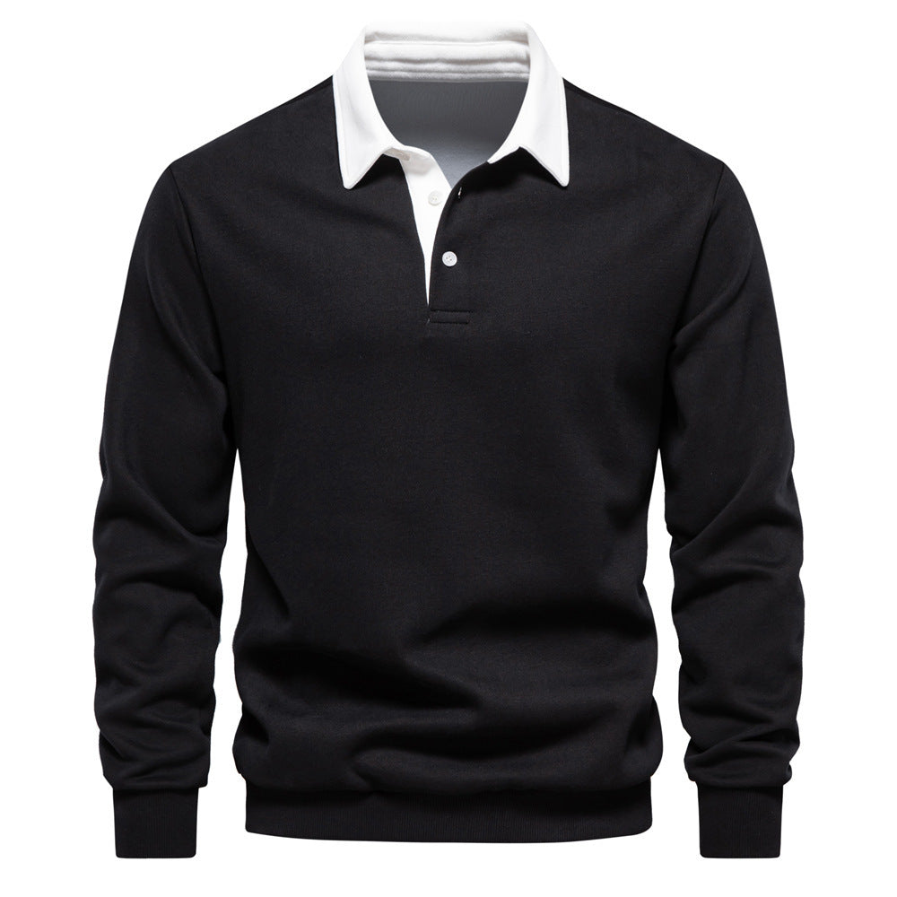 WW | Elegantes Herren Langarm Polo Shirt Mit Klassischem Kragen