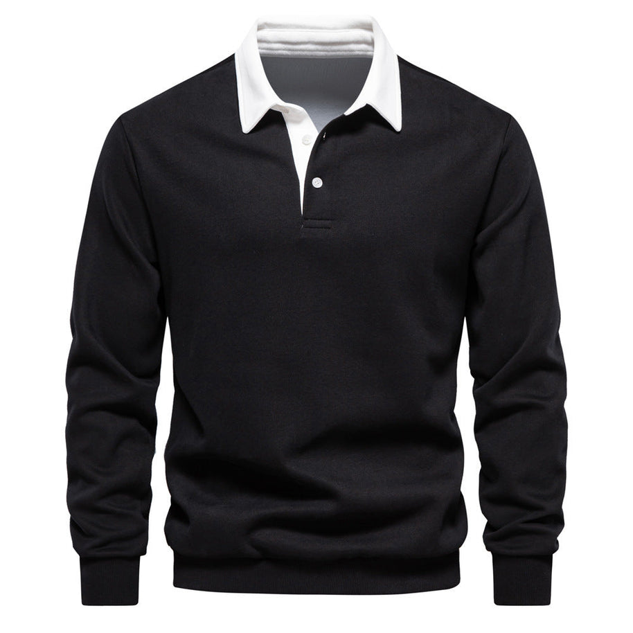 WW | Elegantes Herren Langarm Polo Shirt Mit Klassischem Kragen