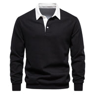 WW | Elegantes Herren Langarm Polo Shirt Mit Klassischem Kragen