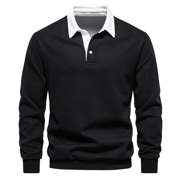 WW | Elegantes Herren Langarm Polo Shirt Mit Klassischem Kragen