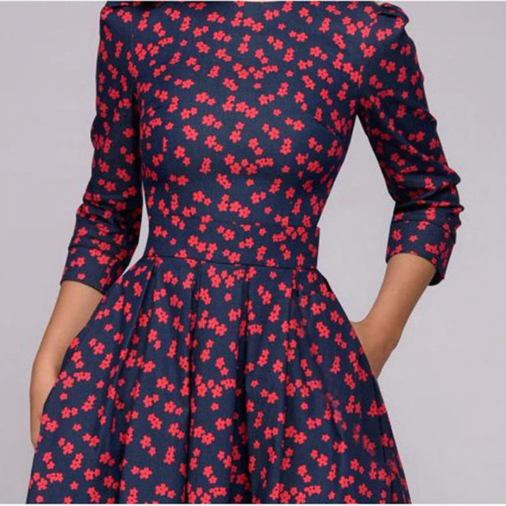 W&W Mode geblümtes Kleid drei Viertel Ärmel