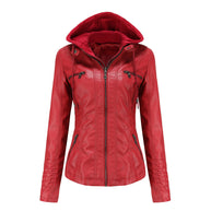 WW | Lederjacke mit Kapuze