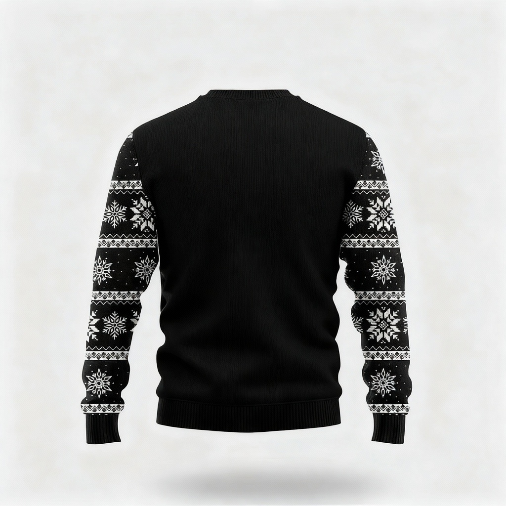 W&W Mode | Buntes Santa Claus Cartoon Druck - Schwarzer Feiertags-Icon Pullover