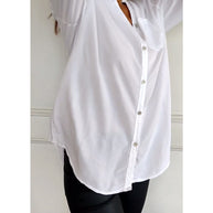 WW - Schicke Bluse mit Knopfleiste und Paillettenbesatz für Damen | Elegante Langarmbluse mit Paillettentasche