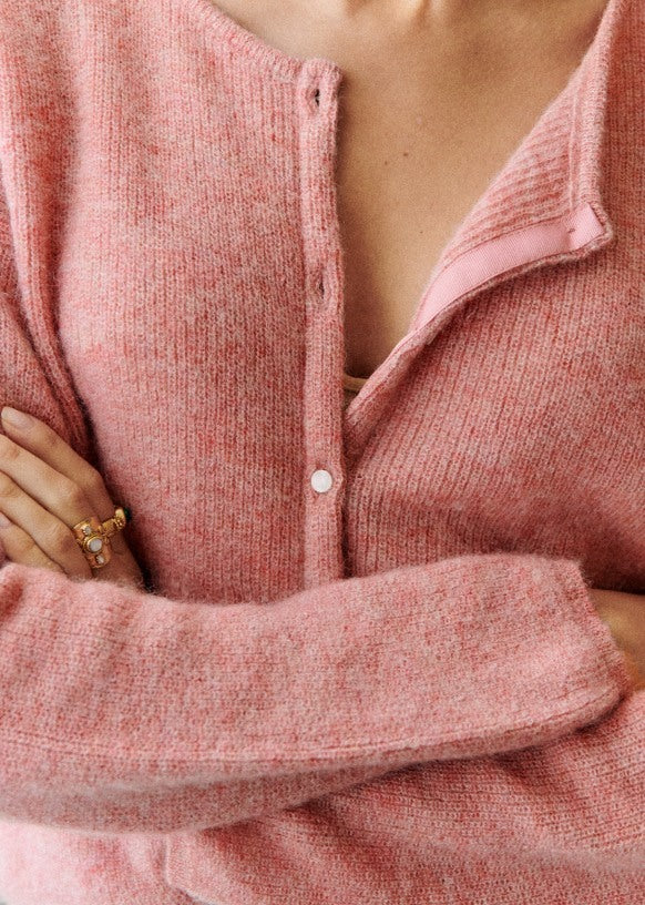 WW | Superweicher Chint Strickjacke Mit Knöpfen