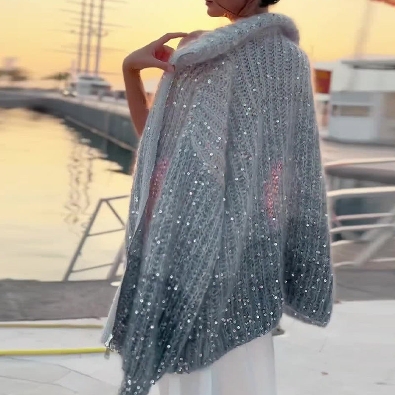 WW | Der Elegante, Schimmernde Seiden Strickjacke