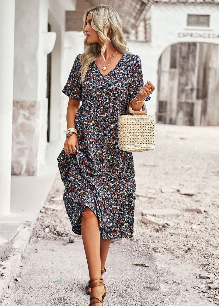 W&W Mode | Elegantes V-Ausschnitt Kleid Für Damen