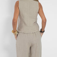 WW | Knopf-Weste & Weit Geschnittene Hose Set