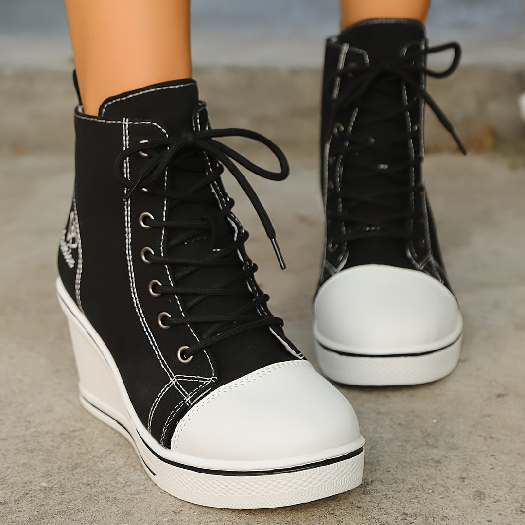 W&W Mode | Einfache Canvas Stiefeletten Mit Liebesmotiv