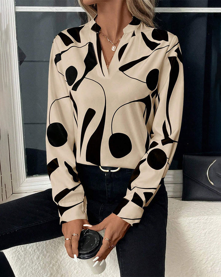 W&W Mode Blouse | Trendige stylische Bluse mit Luxusmotiv mit langen Ärmeln