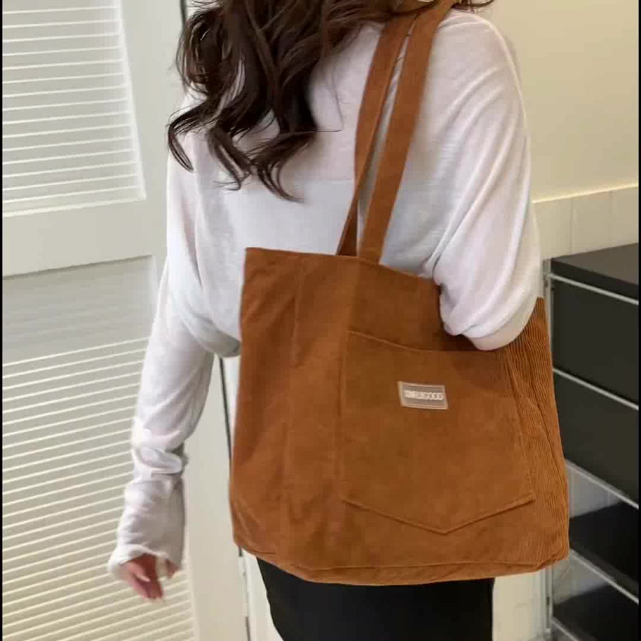 WW | Elegante Damen-Tasche Aus Hochwertigem Cordstoff Vegan Leather