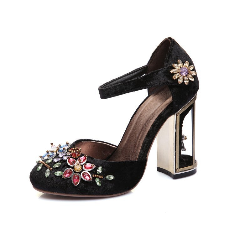 WW | Jahrgang Sandalen Damen Wrap Velours