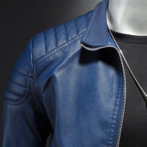 Herren-Motorradjacke aus Leder mit winddichtem Design