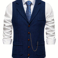 WW | Retro Herrenweste Mit Fischgrätenmuster