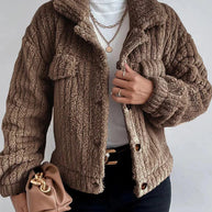 WW | Klassische Herbst Dicke Jacke mit Revers und Knopf für Frauen