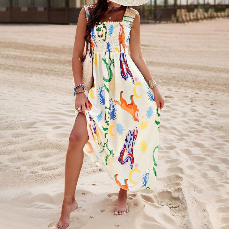 W&W Mode Strandkleid | Farbenfrohes Maxi-Sommerkleid