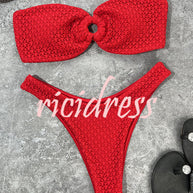 WW Bandeau-Bikini mit Ringausschnitt