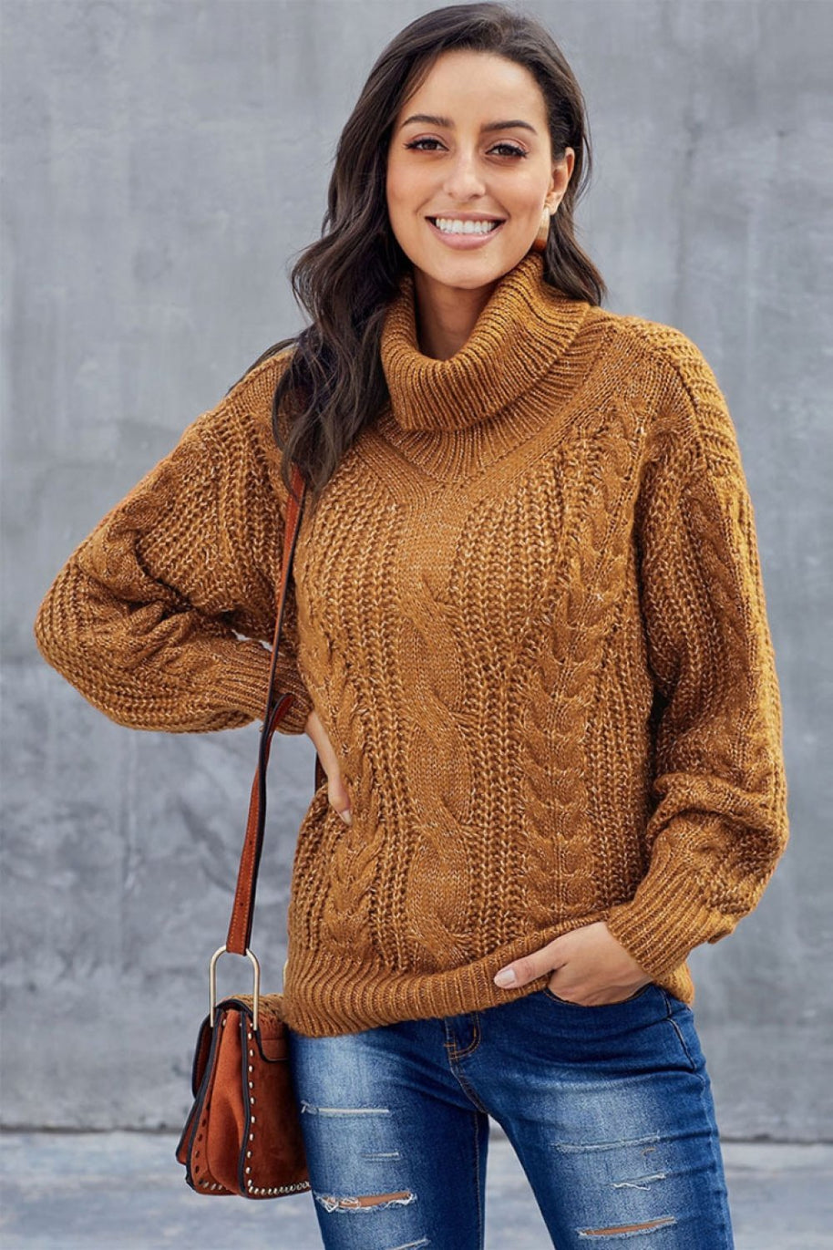 WW Kabel Rollkragen Warmer Pullover