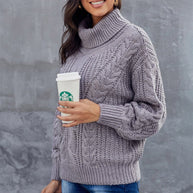 WW Kabel Rollkragen Warmer Pullover