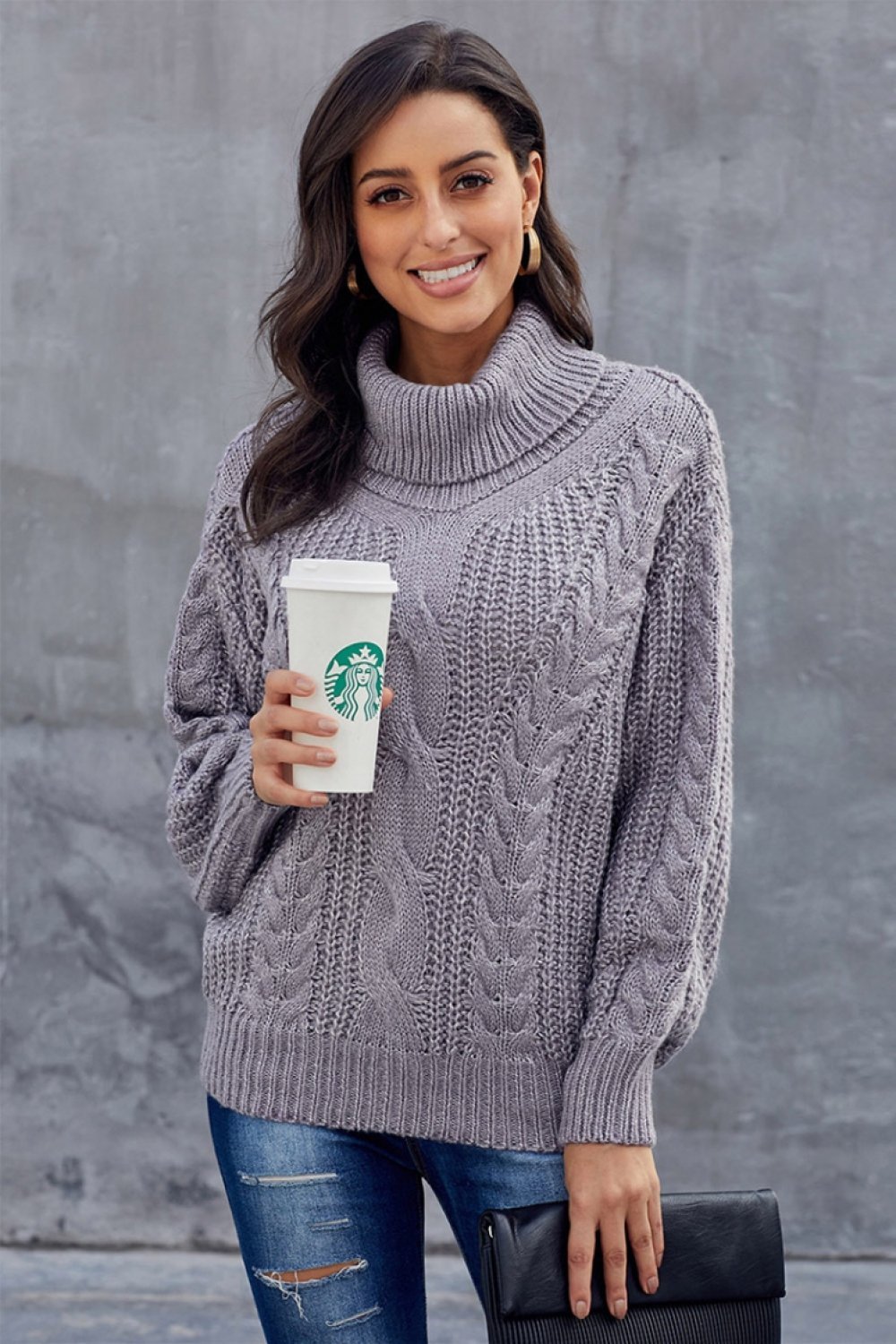 WW Kabel Rollkragen Warmer Pullover