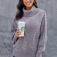 WW Kabel Rollkragen Warmer Pullover