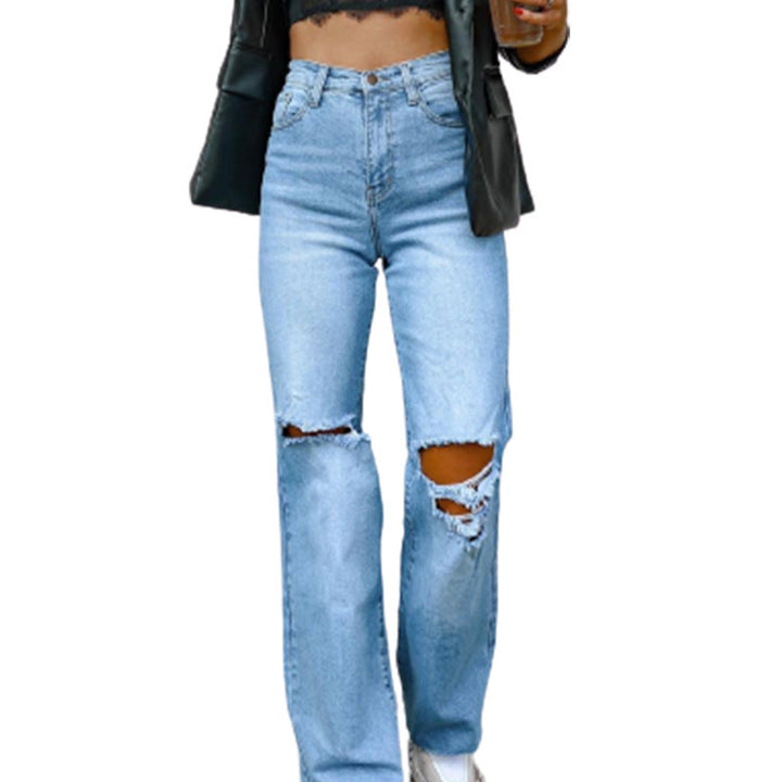 Damen Hose mit hohem Taillenbund und mittlerer Stoffstärke
