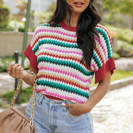 WW | rotes Crop-Top mit farbiger Struktur Für Frauen