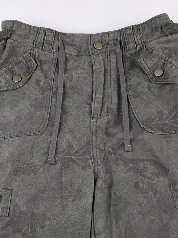 W&W Mode | Camo Print Raffung Multitaschen Bundfuß Cargo Jeans